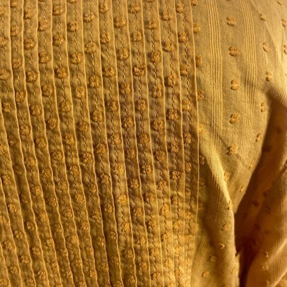 J Jill PL Mustard Yellow Clip-Dot Popover Tunic Top Textured Cottagecore Boho - Picture 8 of 10